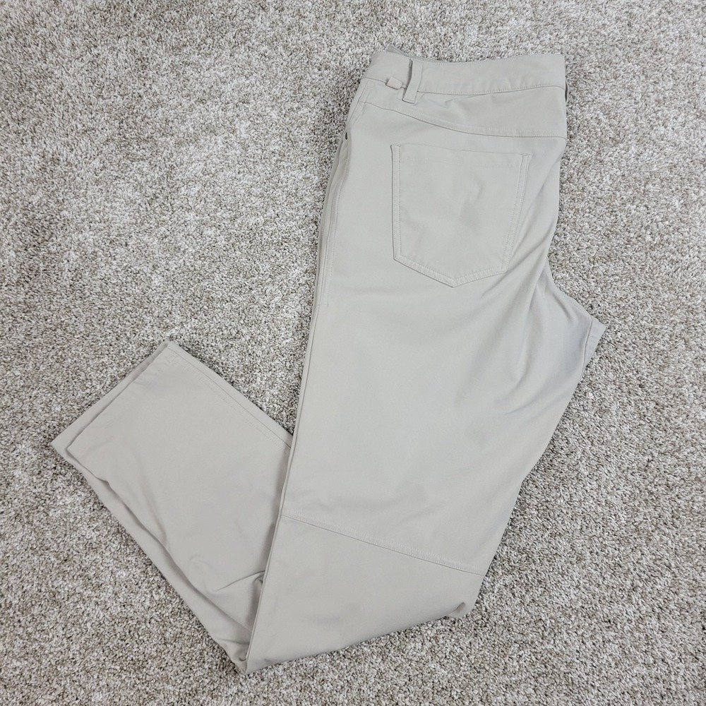 Lululemon ABC Slim Fit 5 Pocket Warpstreme Mens 36x31 Beige Performance Pants